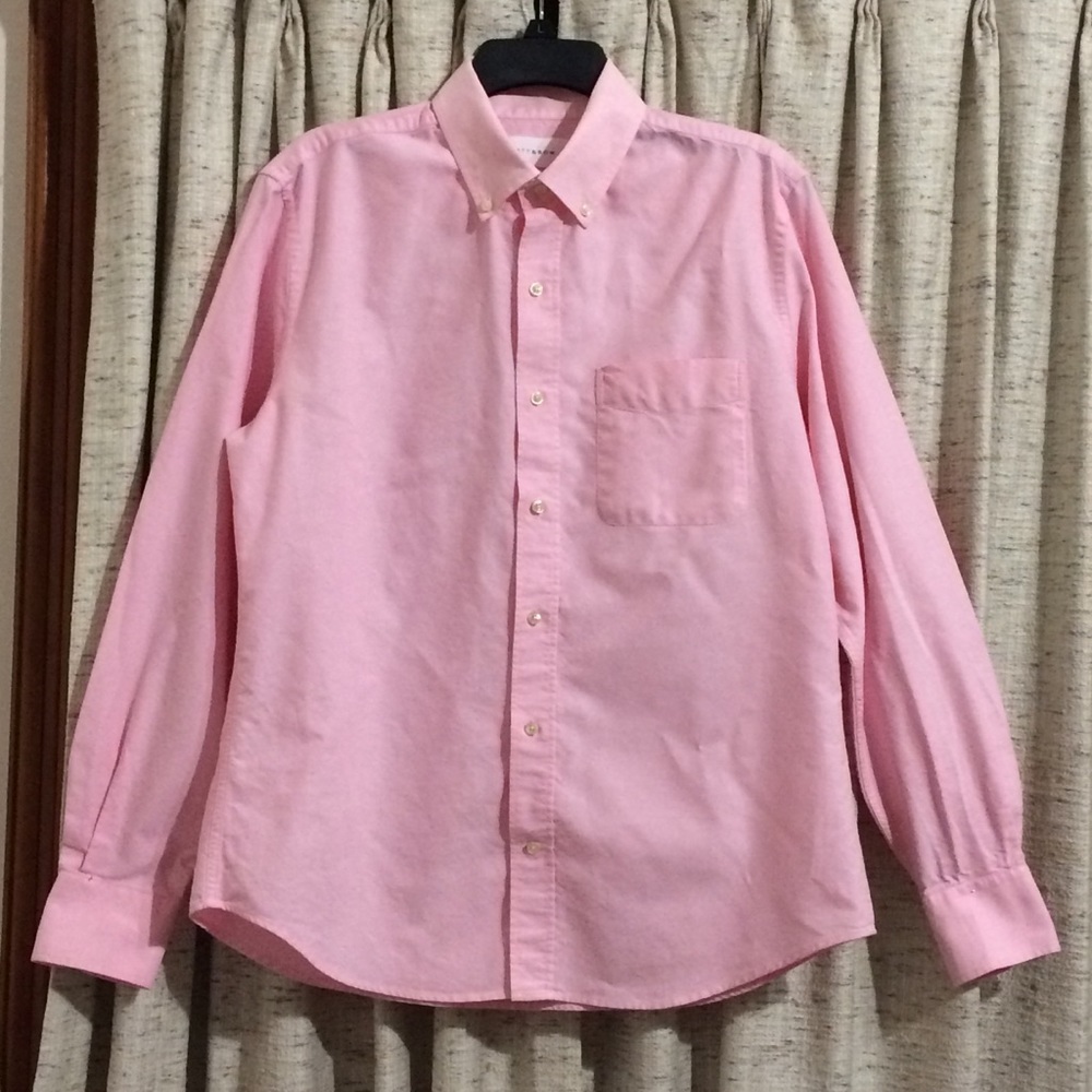 Mott & Bow Men's Pink Oxford Button Down Long Sleeve Shirt